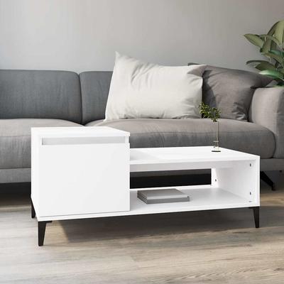 Vidaxl Coffee Table, White 100X50X45 Cm, Wood-Based Material