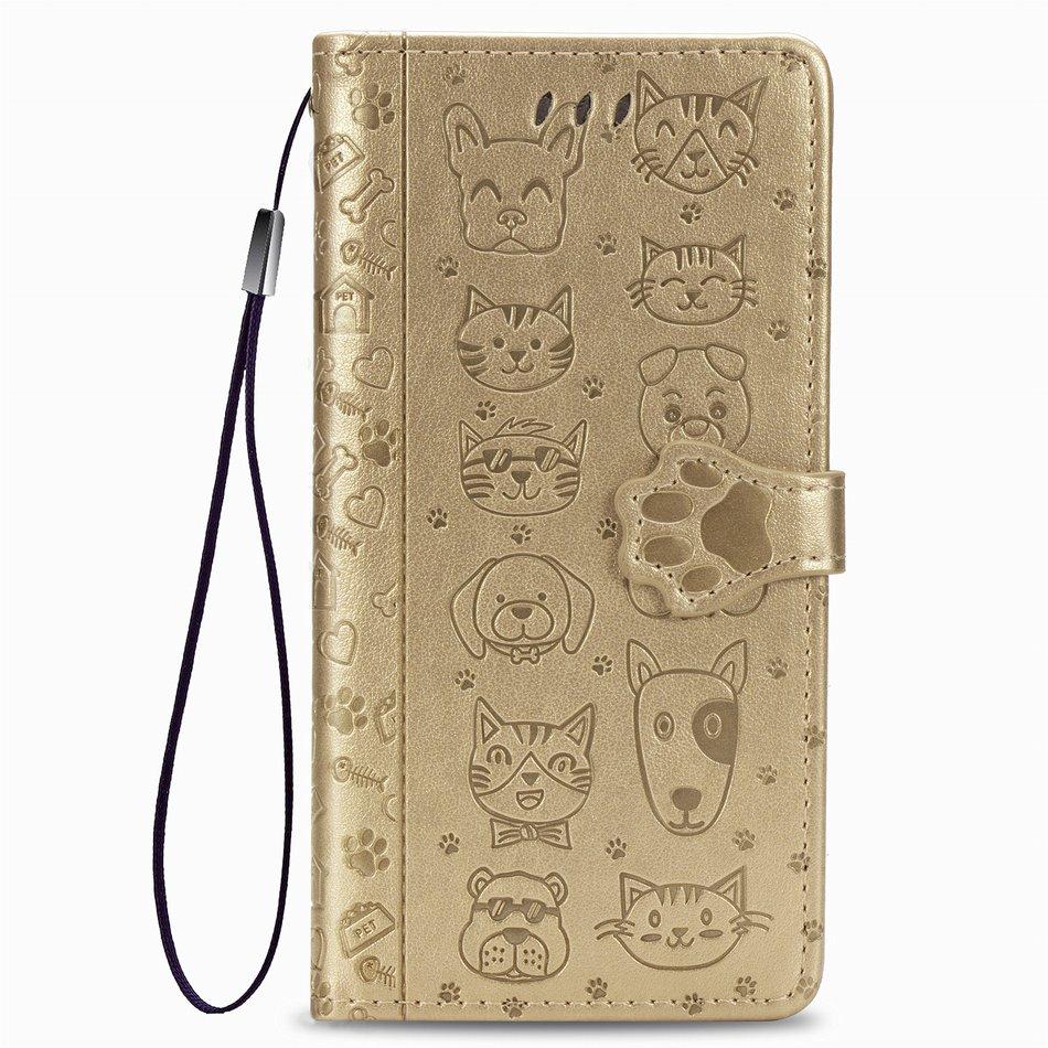 Lovely Cat Dog Kids Phone Holster Case For Apple iPhone 17 Air 16 16E 15 14 13 12 Pro Plus Max Pet Footprint Wallet Cover Cases