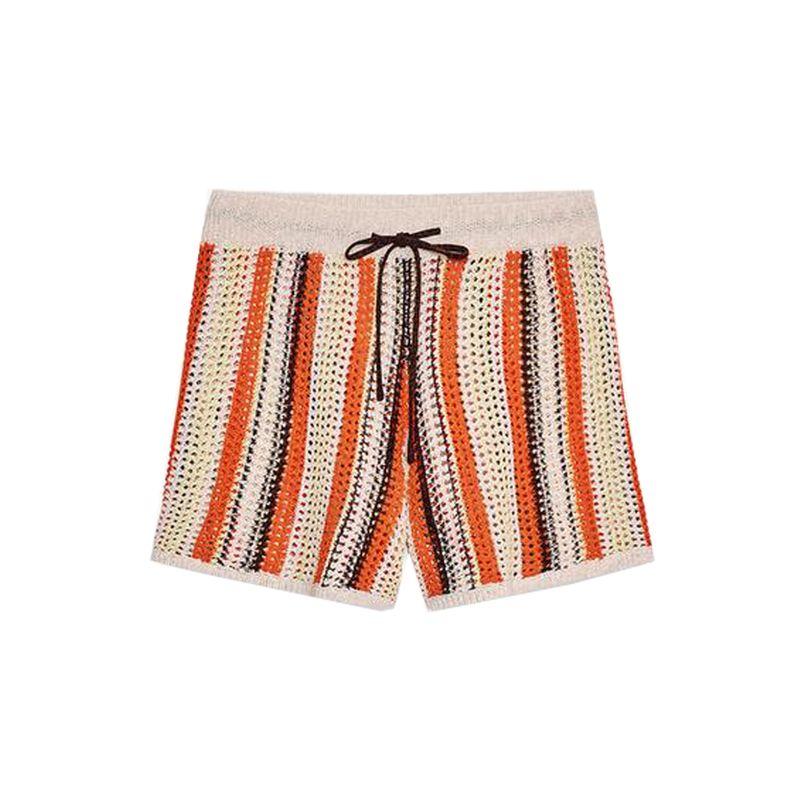 

Minimalist Style Knitting Polo Shirt Collar Short Sleeve Jacket 3920260 Knitting High Waist Casual Shorts 3920261 Multicolor Short Pants L