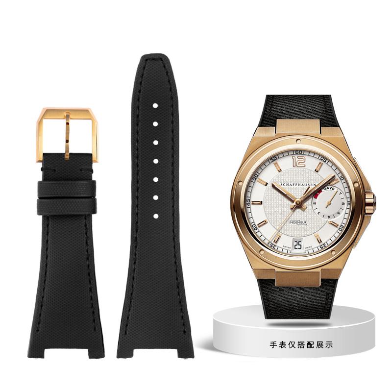 Nylonowo-skórzany pasek do zegarka IWC Engineer z wycięciem Pasek IW500501 IW378507 IW322703 Seria Czarny Sportowy płócienny pasek do zegarka