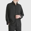 Men's Summer Ice Silk Long Sleeve Black & Gray Casual Shirt - Wrinkle-Free, Loose Fit