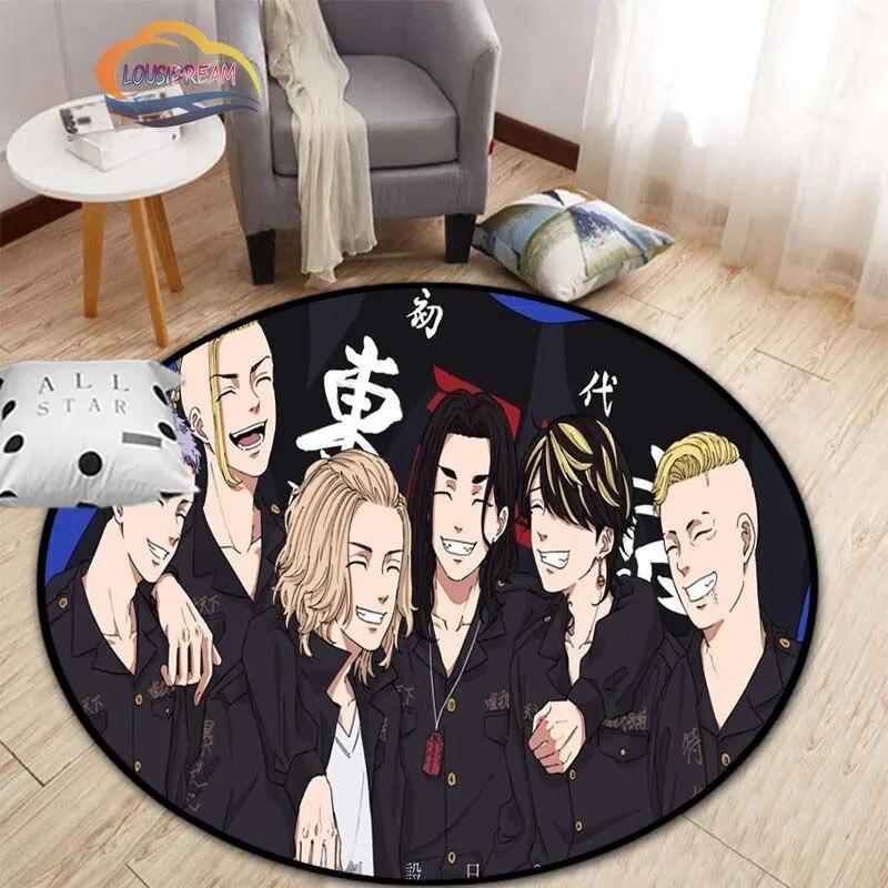 Anime Tokyo Revengers Kulatý koberec kreslený prostor Koberec do obývacího pokoje Kuchyně Jídelna Dětské koberce Podložka na jógu