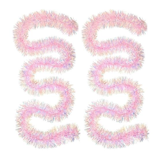 1/2/3/4/5Pcs Christmas Wire Garland Strip Ribbon Pink Theme Shiny Wire Garland Decorative Wire Ribbon Festive Decoration