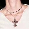 2026 New Punk Y2k Red Cross Double-layered Necklace