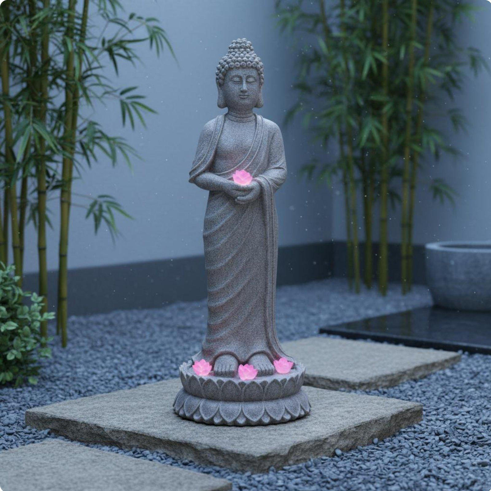 Solar Buddha Statue Weatherproof Tranquil Garden Lamp WeatherResistant Decor