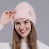 Korean Style Rabbit Fur Knit Hat for Women - Fashionable Autumn/Winter Headband with Earmuffs
