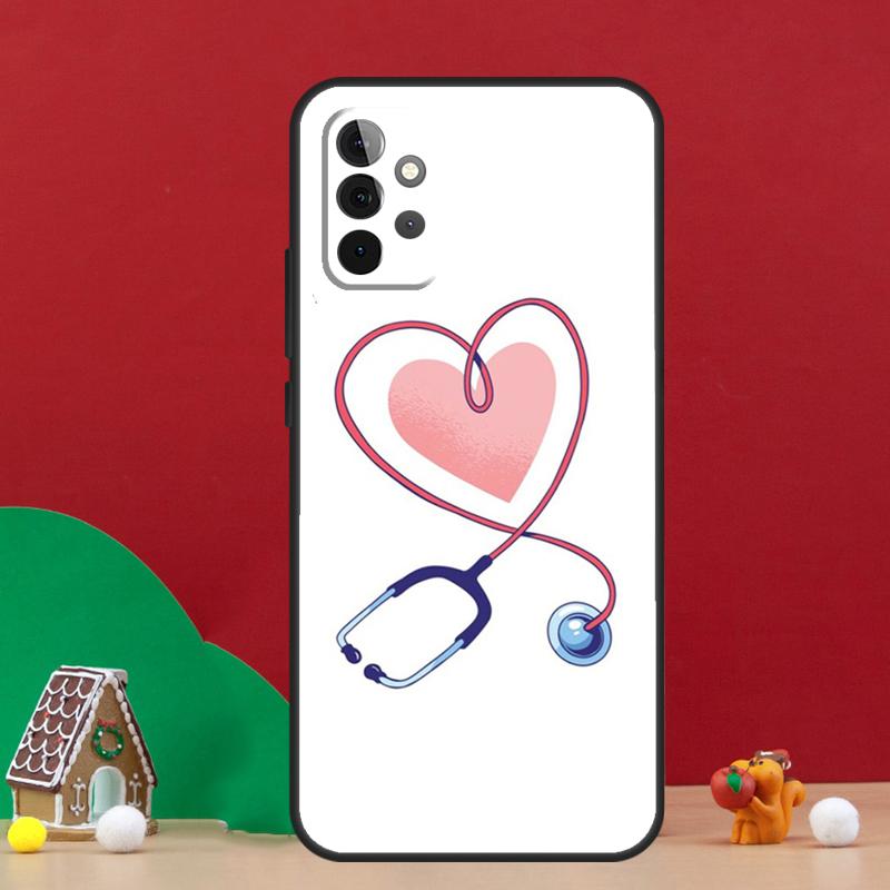 Cute Stethoscope Heart Case For Samsung Galaxy A36 A56 A06 A13 A53 A32 A12 A22 A52 A35 A17 A16 A55 A15 A54 A34 A14