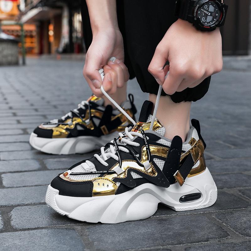2025 Spring and Summer Trendy Shoes Red Men's Shoes Spring New Platform Dad Versatile Height Increasing Casual Shoes Sports Shoes
