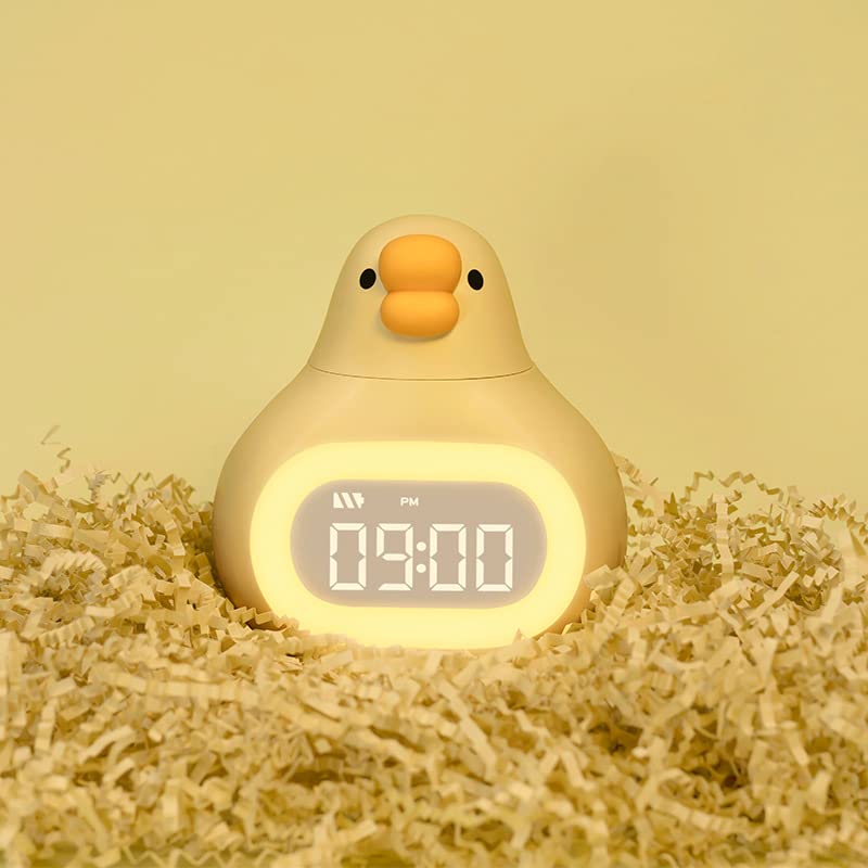 

CLEAYODO Duck-Shaped Multifunctional Night Light Alarm Clock [Smart Connectivity Super Long Battery Life] Super Long-Lasting 60-Day Battery Life
