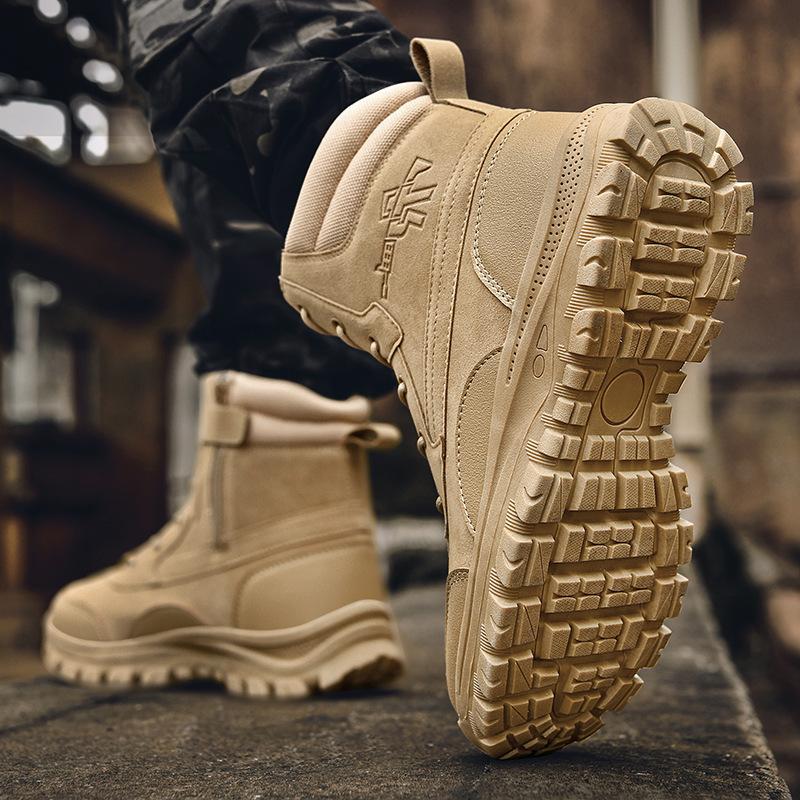 High Top Rubber Sole Outdoor Hiking Shoes Large Size Winter Warm Boots Tactical Training Men's Breathable Martin Shoes