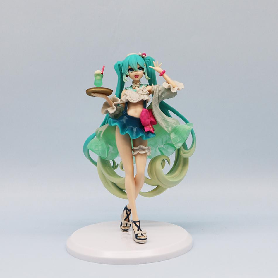 18CM Anime Hatsune Miku Figur Søte Godterier Melon Soda Float Stående Figur Søt Leketøy Gave Samling Action Figur PVC Dukker