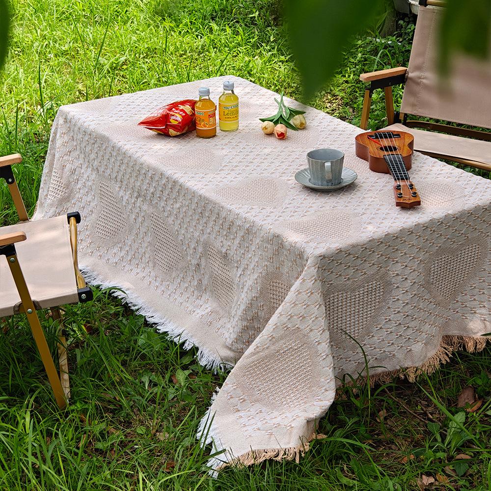 French White Picnic Mat Shooting Photography Background Cloth High-End Coffee Table Dining Table Cloth Cabinet Cover Towel