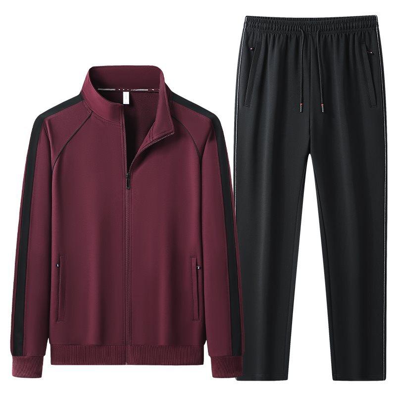 Spring Autumn Men's Tracksuit Cotton Sports Suit Sweatshirt  2-piece Set Middle-Aged And Elderly Casual Cardigan Hoodies Set
