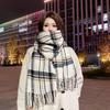 Angola Red Plaid Scarf: Women's Winter Korean Style Thick, Warm, Versatile Neck Warmer for Students & Couples
