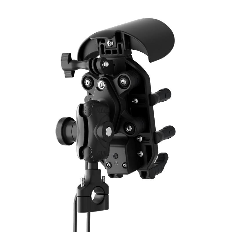 Motorcycle Phone Mount with 15W Wireless Charging & Vibration Dampener,AntiTheft, AntiShake, Adjustable Phone Holder