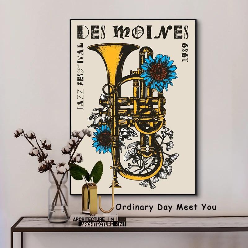 Vintage Musikposter Leinwandgemälde Austin Beaumont Chicago Stockholm Jazz Festival Wandkunst Bild für Wohnzimmer Heimdekor