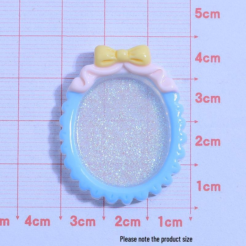 Oval Glitter Bow Plate Phone Case & Hair Clip Resin Accessories - DIY Handmade