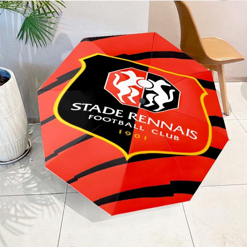 Stade Football Club Crest Automatic Folding Umbrella - 8-Rib Travel Umbrella with Auto Open/Close & Portable, Gift for Christmas, Birthdays