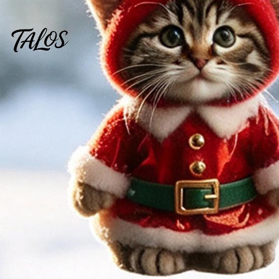 Cute Cat Christmas Decor Santa Ornament, Acrylic Car Mirror Hanging with Holiday Gift Packaging Embellishments Reindeer Antlers, 2D Bag Charm