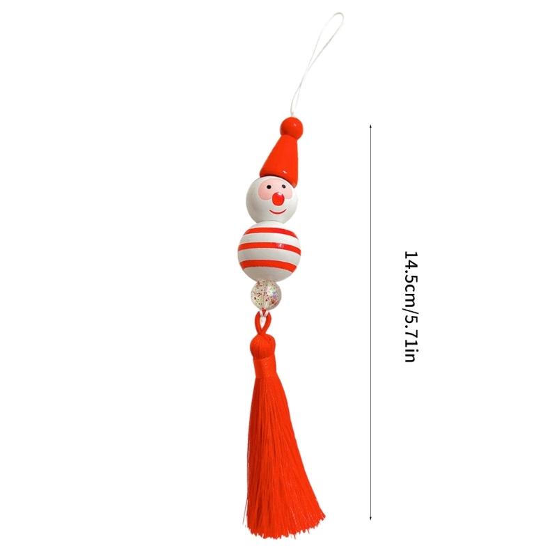 Christmas Theme Phone Lanyard Puppet Pendant Strap Detachable Beaded Phone Chain Keyring Portable Accessory for Women