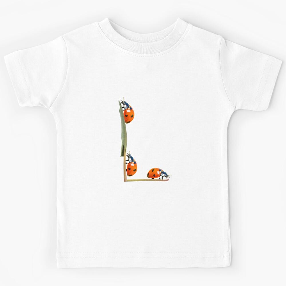 Ladybug L - red beetle - capital L, L monogram Kids T-Shirt 170