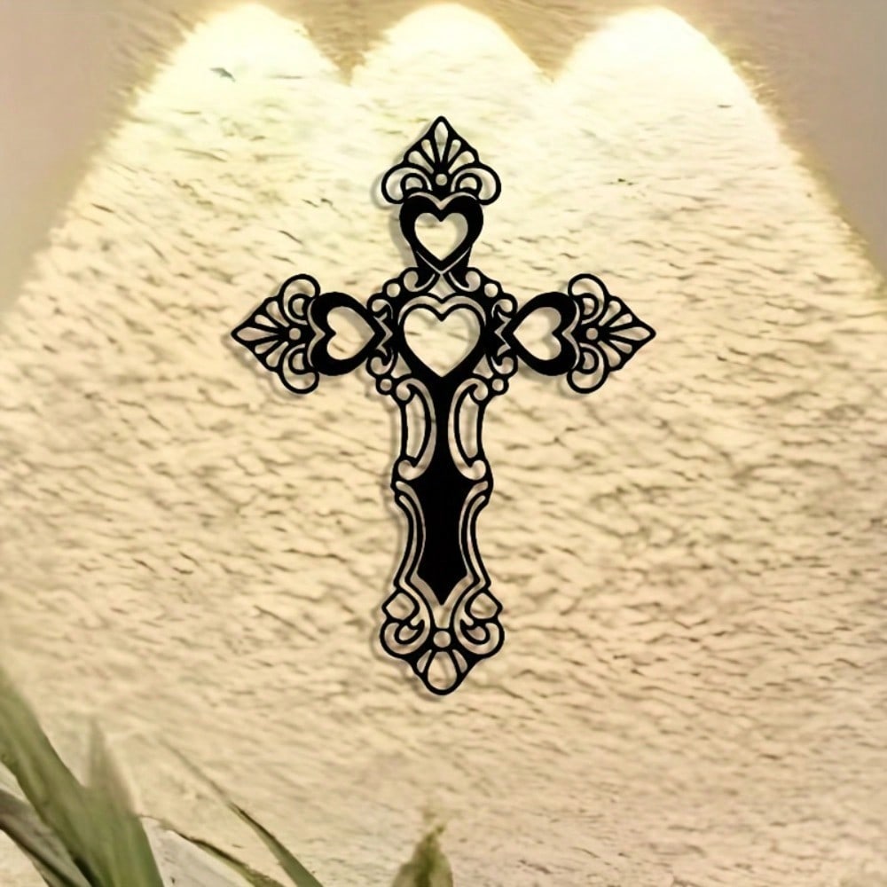 Vintage Metal Wall Cross Ornament Iron Art Decor Home Gift Cafe