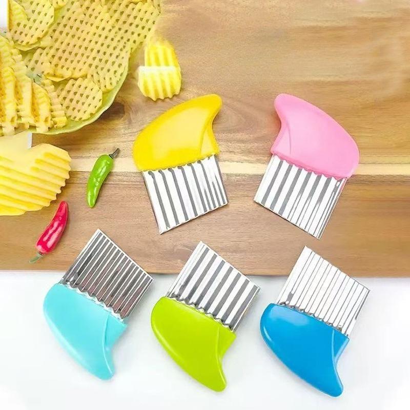 Potato Cutter Chip French Fry Maker Stainless Steel Wavy Knife French Frie Chopper Knife Chopper French Fry Kitchen Gadget Tools
