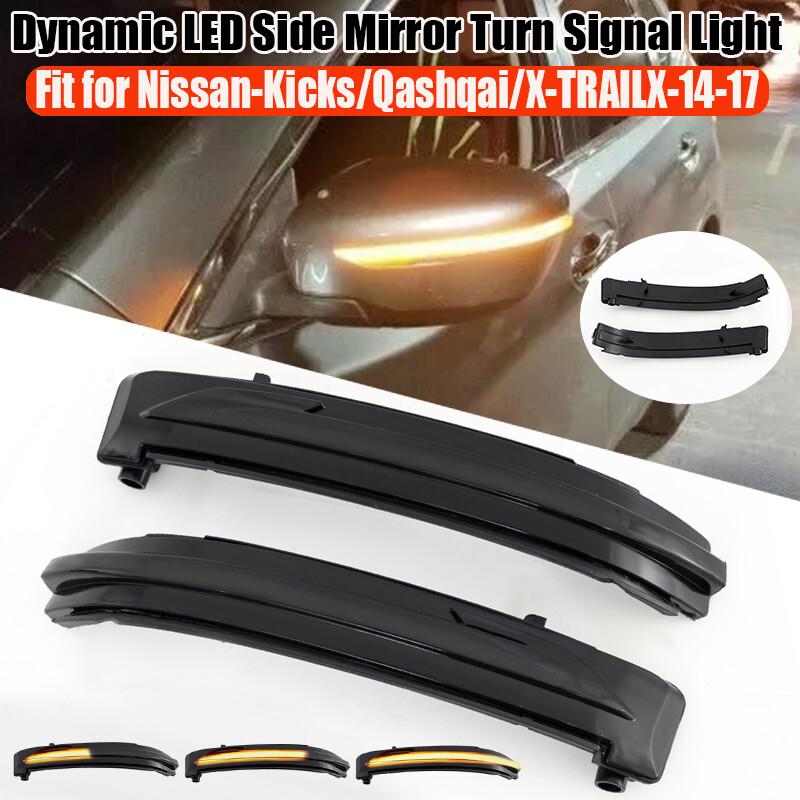 For Nissan X-Trail Rogue Qashqai Kicks LED Side Mirror Turn Light Sequential