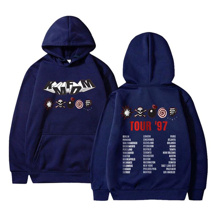 Rock Band Kmfdm Tour 97 Graphic Hoodie Men Women's Vintage Gothic Punk Pullover Hoodies Unsiex Casual Fleece Cotton Sweatshirt