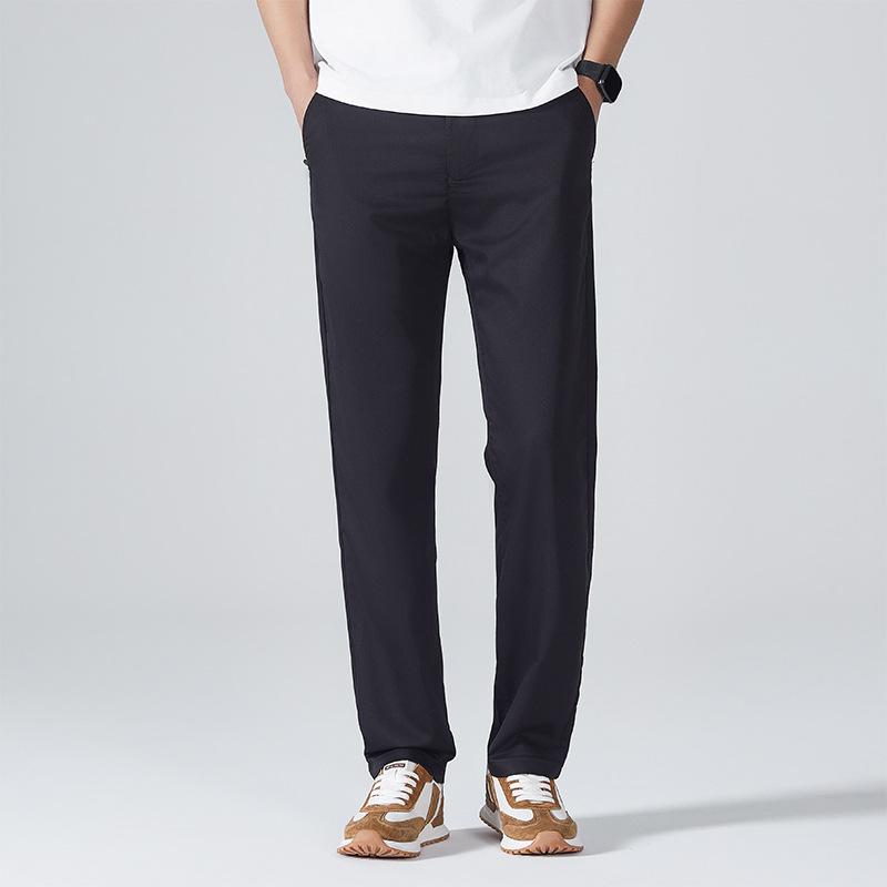 Spring and Summer New Men's Thin Ice Silk Casual Trousers Straight Silkworm Environmental Protection Fabric Fashion Joker Casual.