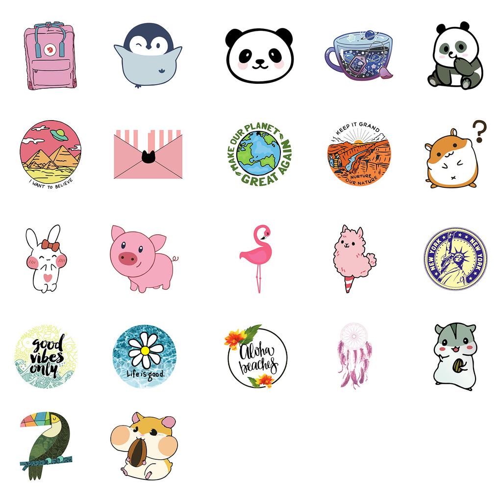 50 High-Value Creative Easy-To-Tear Small Ear Series Graffiti Stickers Cute Jellyfish Decorative Stickers