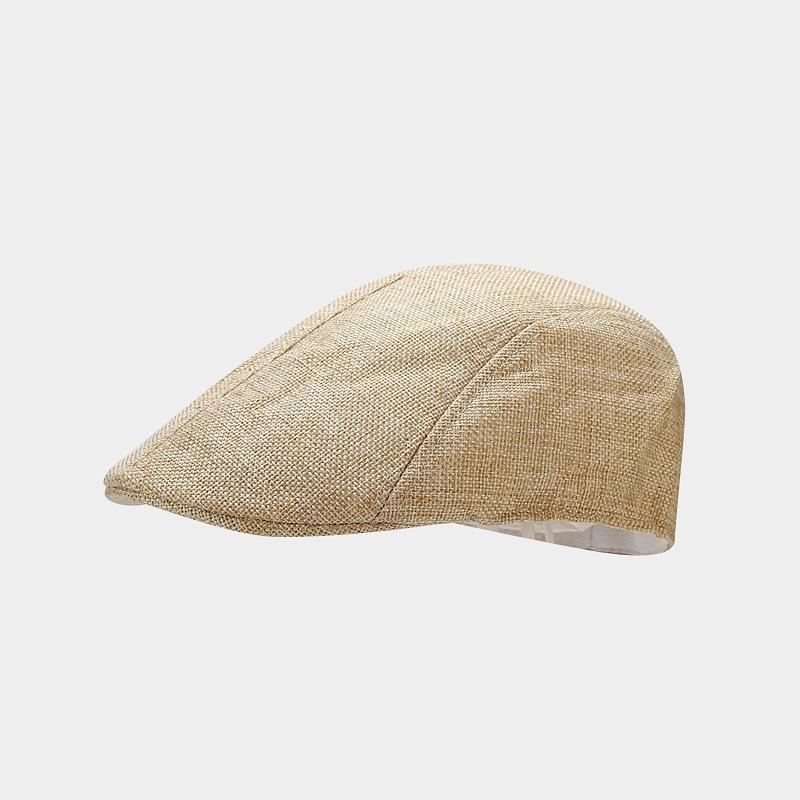 Spring and Summer Simple Light Board Imitation Hemp Beret Men's British Retro Breathable Duck Tongue Forward Hat Women's Middle-aged Hat