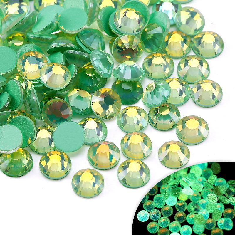 Glass Flat Bottom Luminous Diamond Diy Nail Drill Nail Decoration Fluorescent Drill Mobile Phone Case Decorative Rhinestone
