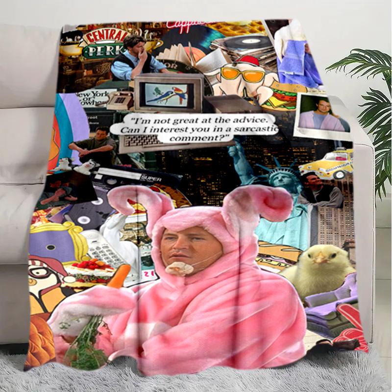 1PC Friends printed blanket, all season lightweight home office outdoor nap multifunctional blanket A8