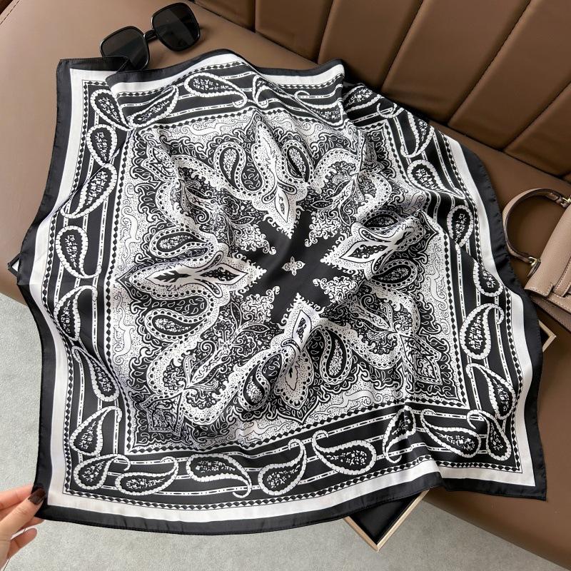 Silk scarf 71 * 71 imitation silk square scarf Korean atmosphere neck silk scarf flower pattern flower polka dot scarf