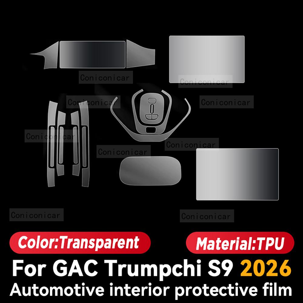 

For GAC Trumpchi S9 2026 Car Interior Protection Anti-Scratch Film trument Center Control Navigation Screen Accessories Left rudder