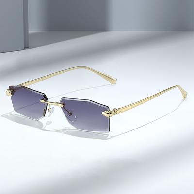 Luxury Frameless Square Sunglasses Men Alloy Frameless Gradient Sunglasses Women Fashion Retro Polygon
