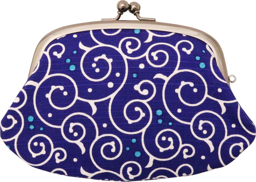 Made In Clasp Coin and Accessory Parent and Child Arabesque Navy X 17 X Kyosuke, Japan, Purse, Compartment, Pattern, Blue, 10.5 1.5cm