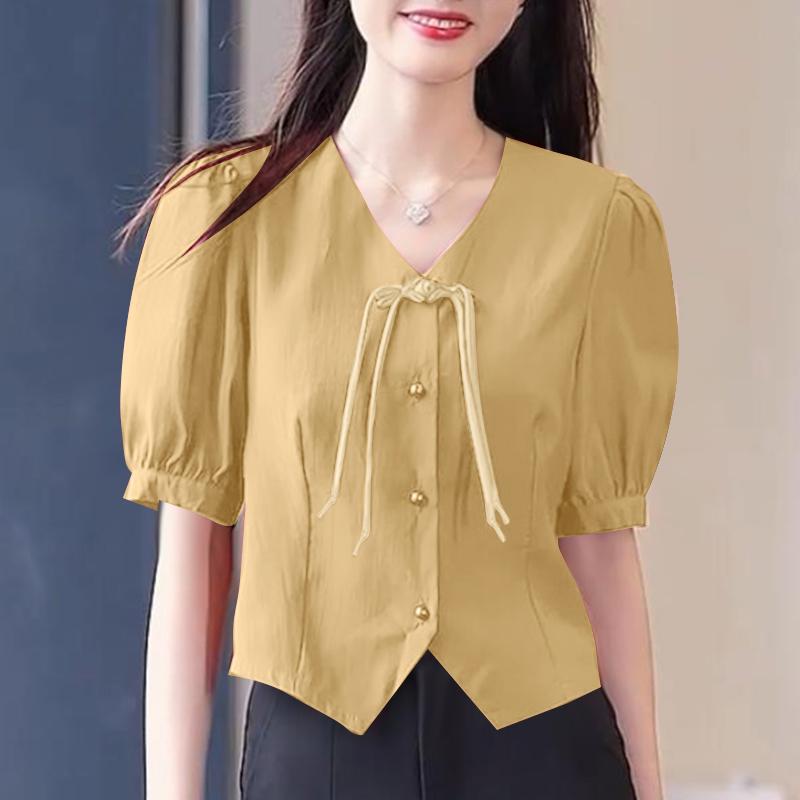 

ZANZEA Женская летняя повседневная блузка с V-образным вырезом и короткими рукавами 5XL хаки