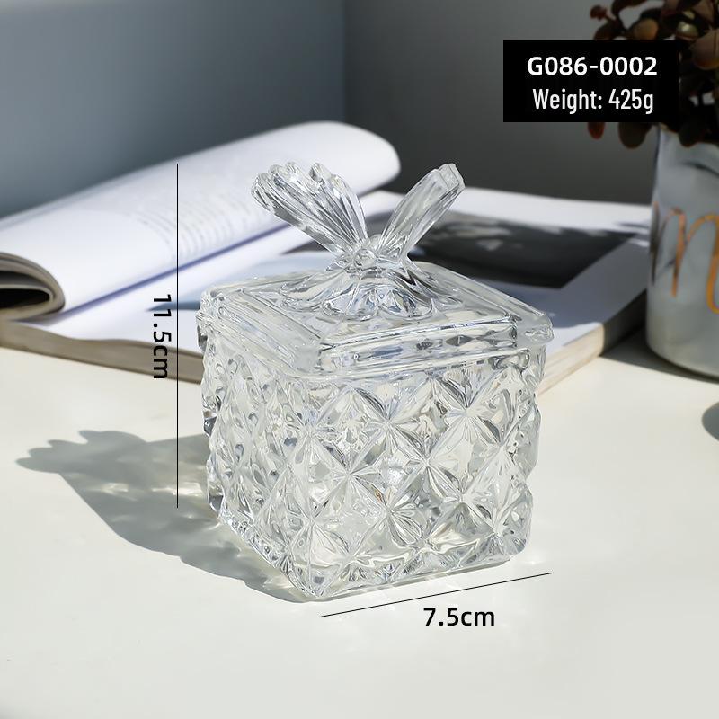 European Crystal Candy & Jewelry Glass Storage Box with Lid