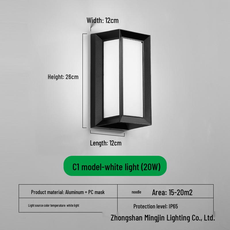 LED Waterproof Outdoor Wall Light for Balcony, Corridor, Courtyard, and Garden