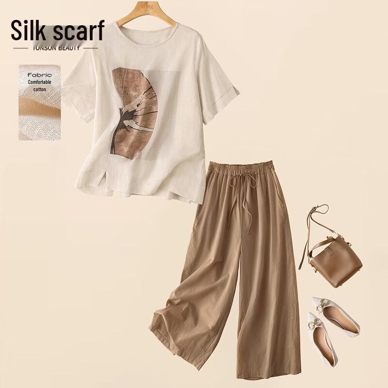 Women s Loose Fit Round Neck Short Sleeve Pullover Shirt M