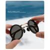 SHAUNA Full-folding Light-reducing Metal Punk ND9-level Adjustable Dimming Round Polarized Sunglasses UV400 With Case