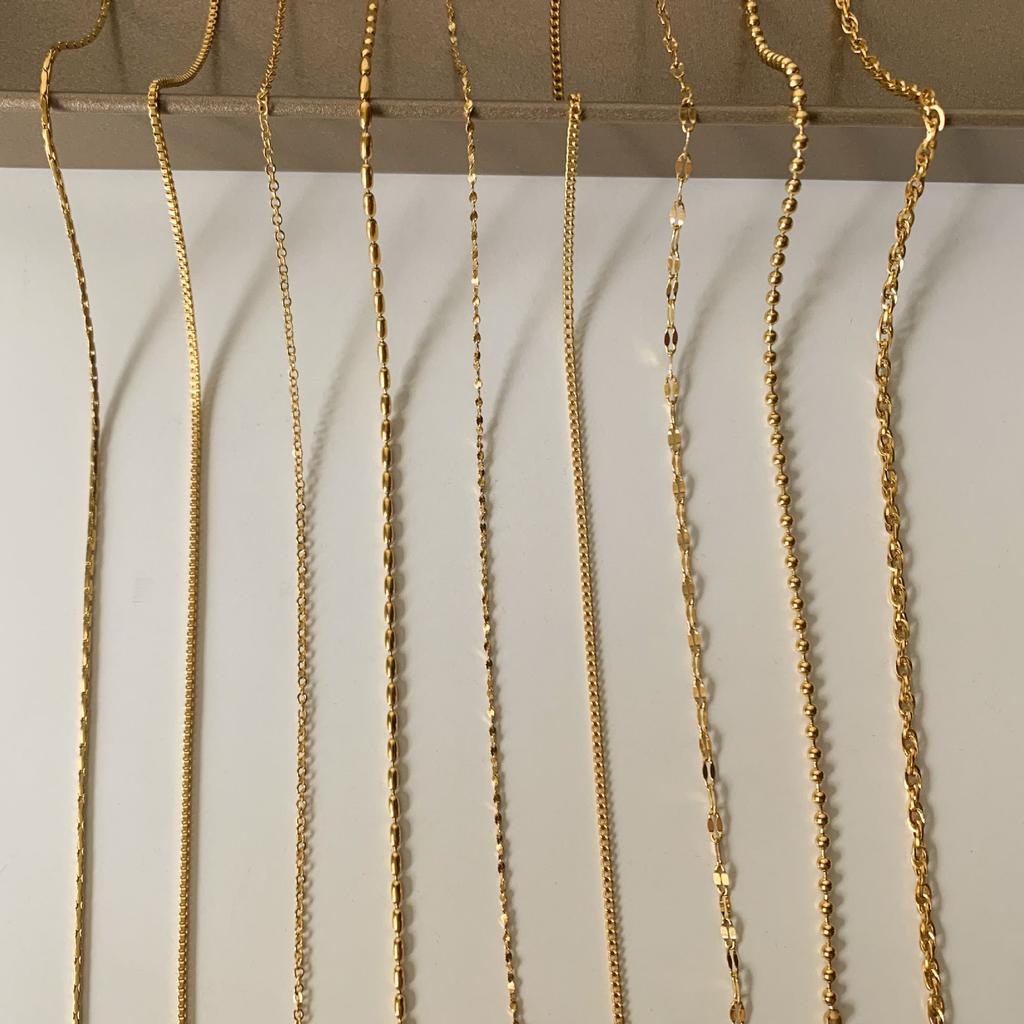 Stainless Steel Gold Plated Chain Necklaces | Dainty Figaro Link Twist Chain Chokers | Waterproof Hypoallergenic Jewelry for Wom