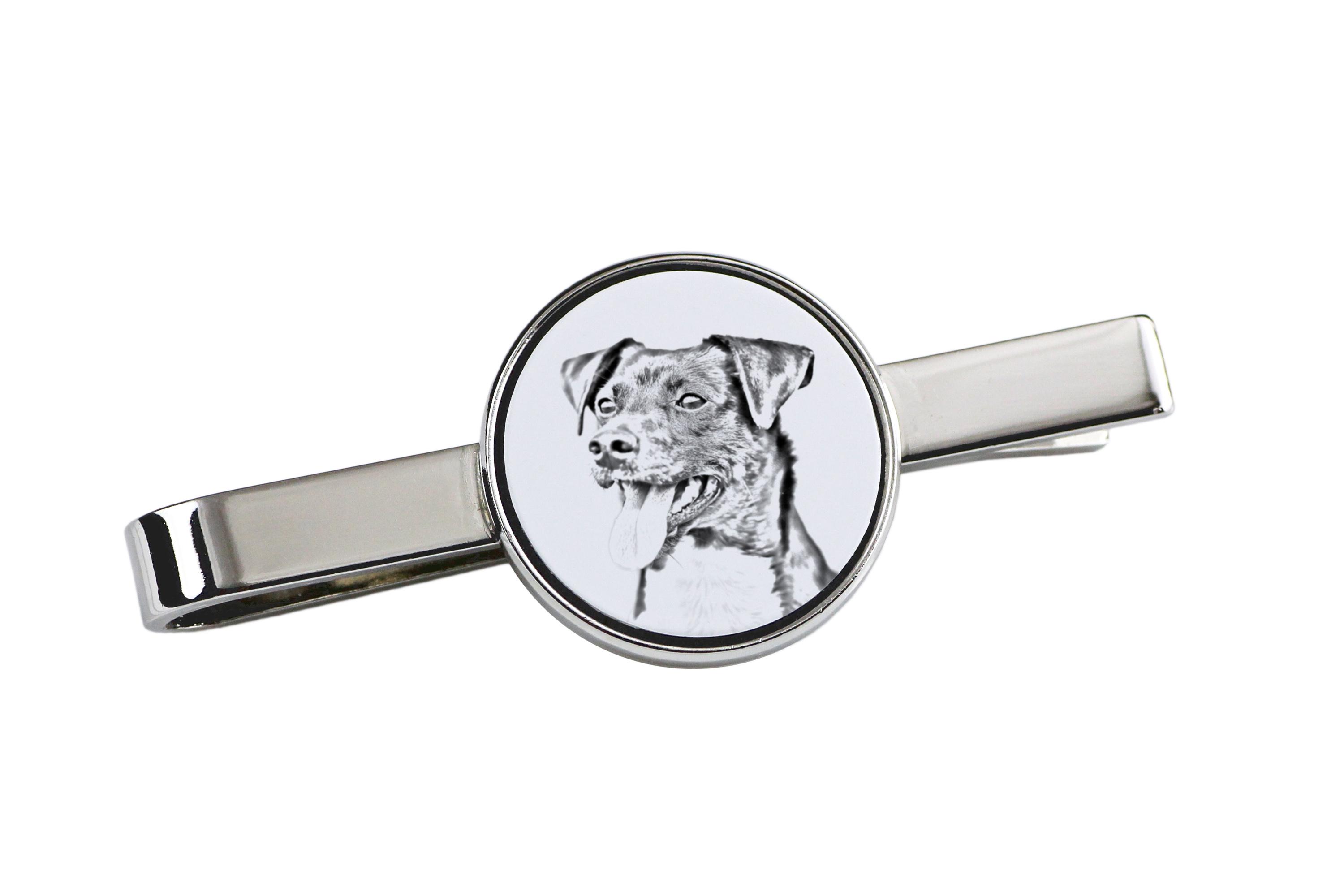 

Danish Swedish Farmdog - tie clip with a dog, personalized tie clip, a unique gift for a man from the Art-Dog brand срібний