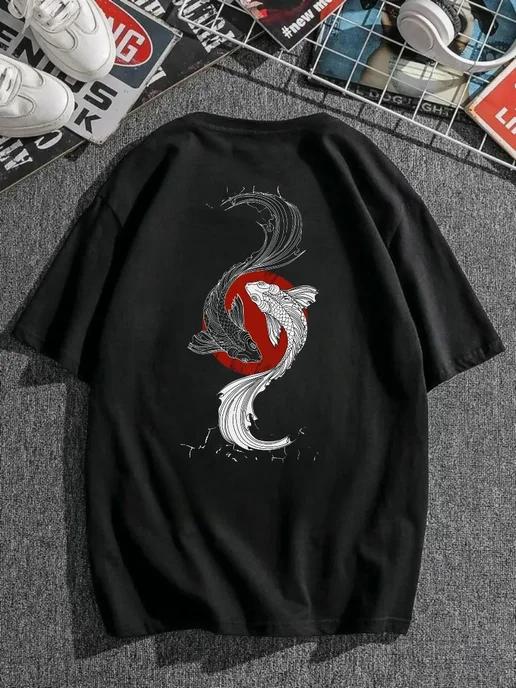 Black Oversized T-Shirt with Print 2XL