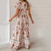 Dress Sexy V-neck Women Floral Print Summer Dress for Holiday