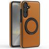 For Samsung Galaxy S25+ Case with Ring Kickstand Compatible with MagSafe PU Leather Back Cover