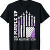 Lila Hoch für Militärkinder US-Flagge Kindermonat T-Shirt