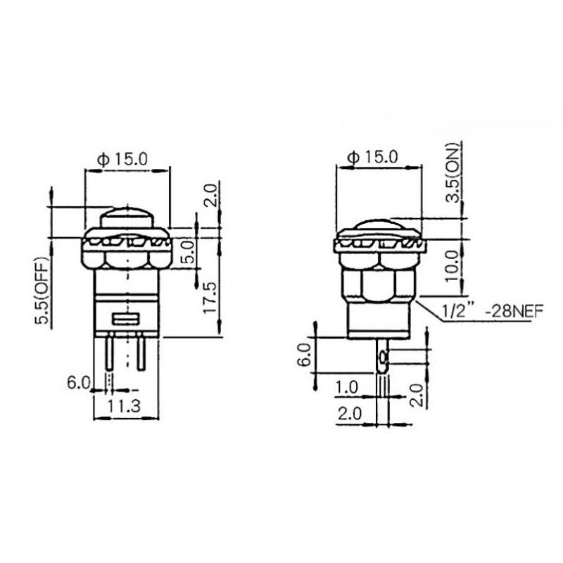 6pcs 12MM Lock Latching OFF- ON Push Button Switch Maintained Fixed Pushbutton Switches Self-Lock Button